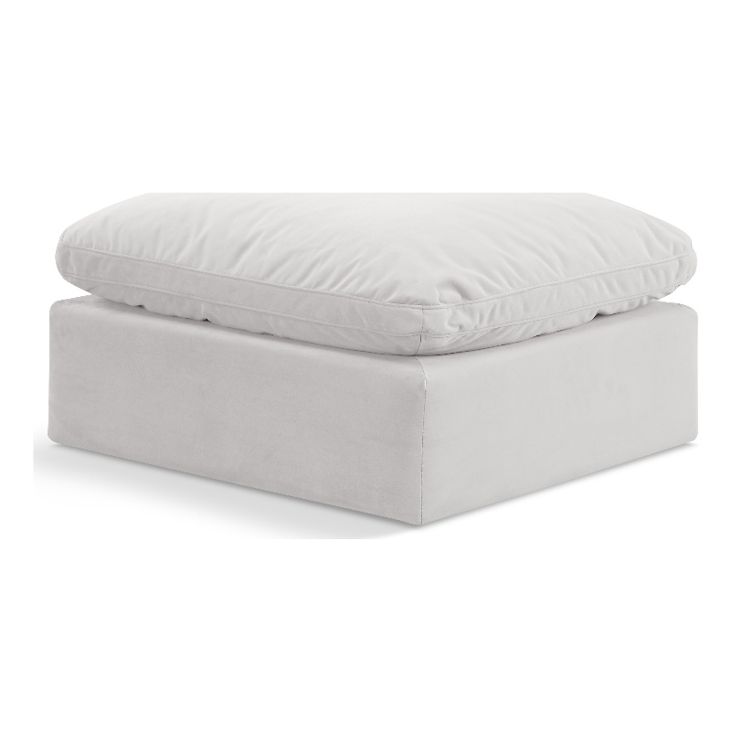 Meridian Furniture Indulge Contemporary Velvet Ottoman in Cream