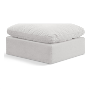 Meridian Furniture Indulge Contemporary Velvet Ottoman in Cream