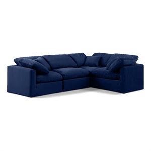 Meridian Furniture Indulge 123.5&quot Velvet L-Shaped Modular Sectional in Navy
