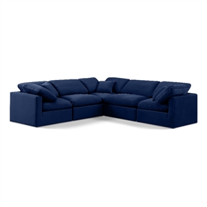 Meridian Furniture Indulge 158.5&quot Velvet L-Shaped Modular Sectional in Navy