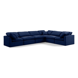 Meridian Furniture Indulge 193.5&quot Velvet L-Shaped Modular Sectional in Navy