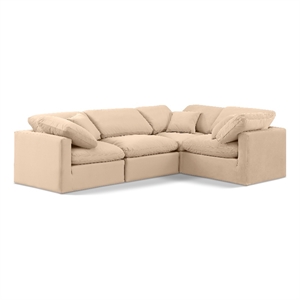 Meridian Furniture Indulge 123.5&quot Velvet L-Shaped Modular Sectional in Beige