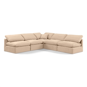 Meridian Furniture Indulge 169.5&quot Velvet L-Shaped Modular Sectional in Beige
