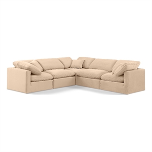 Meridian Furniture Indulge 158.5&quot Velvet L-Shaped Modular Sectional in Beige