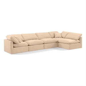 Meridian Furniture Indulge 164&quot Velvet L-Shaped Modular Sectional in Beige