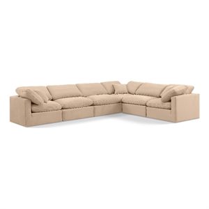 Meridian Furniture Indulge 193.5&quot Velvet L-Shaped Modular Sectional in Beige