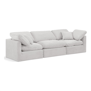 Meridian Furniture Indulge 94&quot Contemporary Velvet Modular Sofa in Cream