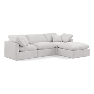Meridian Furniture Indulge 94&quot Velvet L-Shaped Modular Sectional in Cream