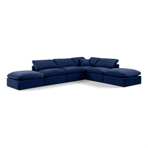 Meridian Furniture Indulge 134.5&quot Velvet U-Shaped Modular Sectional in Navy