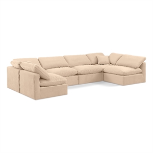 Meridian Furniture Indulge 199&quot Velvet U-Shaped Modular Sectional in Beige