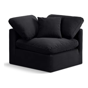 Meridian Furniture Indulge Contemporary Velvet Corner Chair in Black