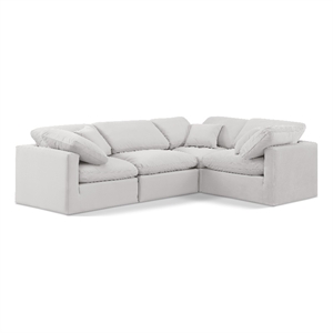 Meridian Furniture Indulge 123.5&quot Velvet L-Shaped Modular Sectional in Cream