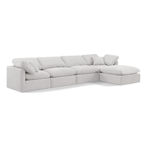 Meridian Furniture Indulge 129&quot Velvet L-Shaped Modular Sectional in Cream