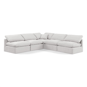 Meridian Furniture Indulge 169.5&quot Velvet L-Shaped Modular Sectional in Cream