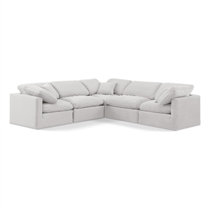 Meridian Furniture Indulge 158.5&quot Velvet L-Shaped Modular Sectional in Cream