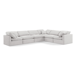 Meridian Furniture Indulge 193.5&quot Velvet L-Shaped Modular Sectional in Cream