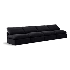 Meridian Furniture Indulge 140&quot Contemporary Velvet Modular Sofa in Black