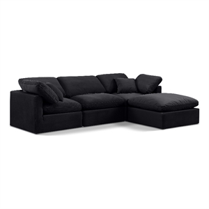 Meridian Furniture Indulge 94&quot Velvet L-Shaped Modular Sectional in Black