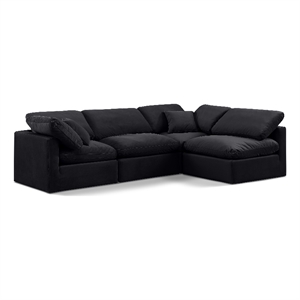 Meridian Furniture Indulge 129&quot Velvet L-Shaped Modular Sectional in Black