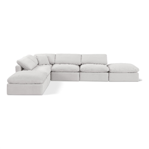 Meridian Furniture Indulge 134.5&quot Velvet U-Shaped Modular Sectional in Cream