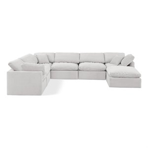 Meridian Furniture Indulge 193.5&quot Velvet U-Shaped Modular Sectional in Cream