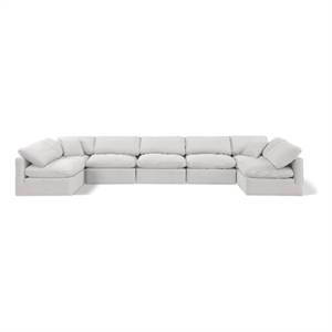 Meridian Furniture Indulge 234&quot Velvet U-Shaped Modular Sectional in Cream
