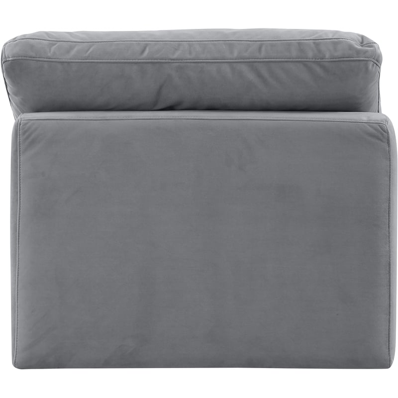 Meridian Furniture Indulge Contemporary Velvet Armless Chair in Gray