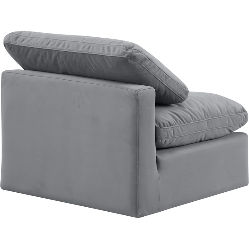 Meridian Furniture Indulge Contemporary Velvet Armless Chair in Gray