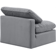 Meridian Furniture Indulge Contemporary Velvet Armless Chair in Gray