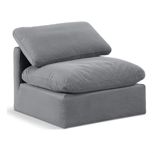 Meridian Furniture Indulge Contemporary Velvet Armless Chair in Gray