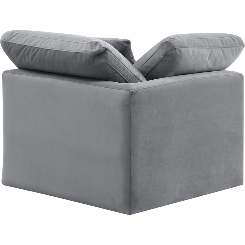 Meridian Furniture Indulge Contemporary Velvet Corner Chair in Gray