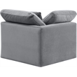 Meridian Furniture Indulge Contemporary Velvet Corner Chair in Gray