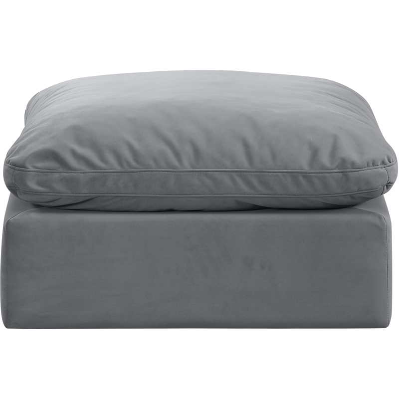 Meridian Furniture Indulge Contemporary Velvet Ottoman in Gray