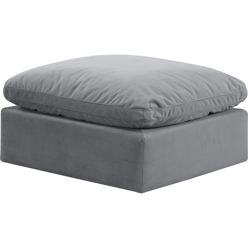 Meridian Furniture Indulge Contemporary Velvet Ottoman in Gray