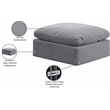 Meridian Furniture Indulge Contemporary Velvet Ottoman in Gray