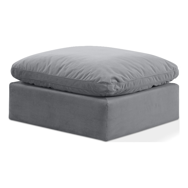 Meridian Furniture Indulge Contemporary Velvet Ottoman in Gray