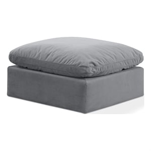 Meridian Furniture Indulge Contemporary Velvet Ottoman in Gray