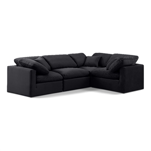 Meridian Furniture Indulge 123.5&quot Velvet L-Shaped Modular Sectional in Black