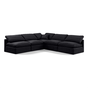 Meridian Furniture Indulge 169.5&quot Velvet L-Shaped Modular Sectional in Black
