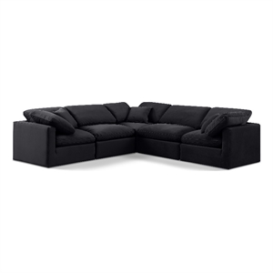Meridian Furniture Indulge 158.5&quot Velvet L-Shaped Modular Sectional in Black