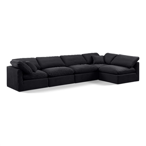 Meridian Furniture Indulge 164&quot Velvet L-Shaped Modular Sectional in Black