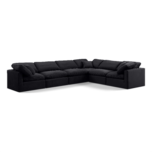Meridian Furniture Indulge 193.5&quot Velvet L-Shaped Modular Sectional in Black