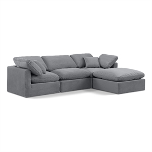 Meridian Furniture Indulge 94&quot Velvet L-Shaped Modular Sectional in Gray