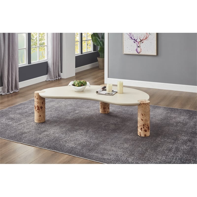 Meridian Furniture Thor Burl Wood and White Resin Coffee Table