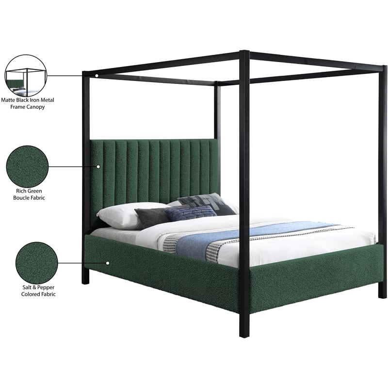 Meridian Furniture Kelly Black Boucle Fabric Full Bed