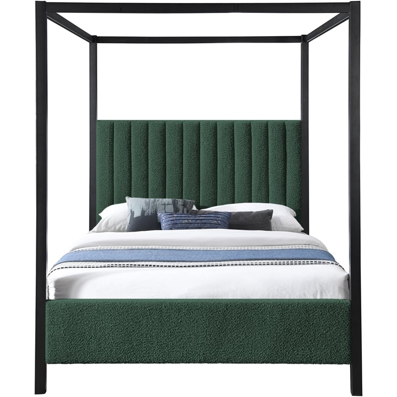 Meridian Furniture Kelly Black Boucle Fabric King Bed