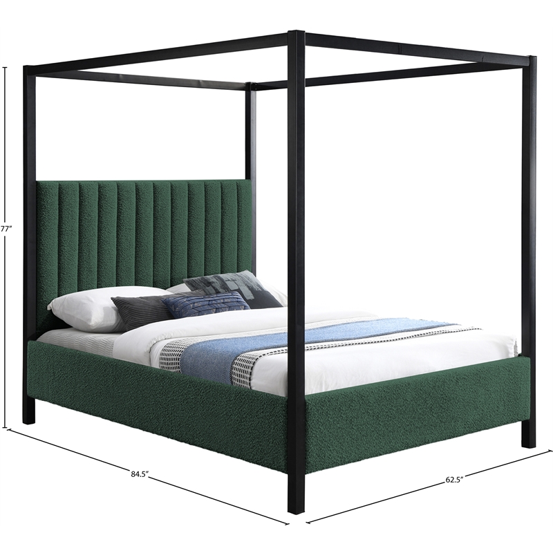 Meridian Furniture Kelly Black Boucle Fabric Queen Bed