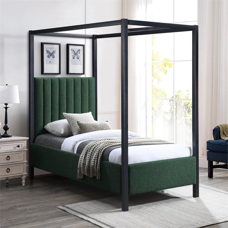 Meridian Furniture Kelly Black Boucle Fabric Twin Bed