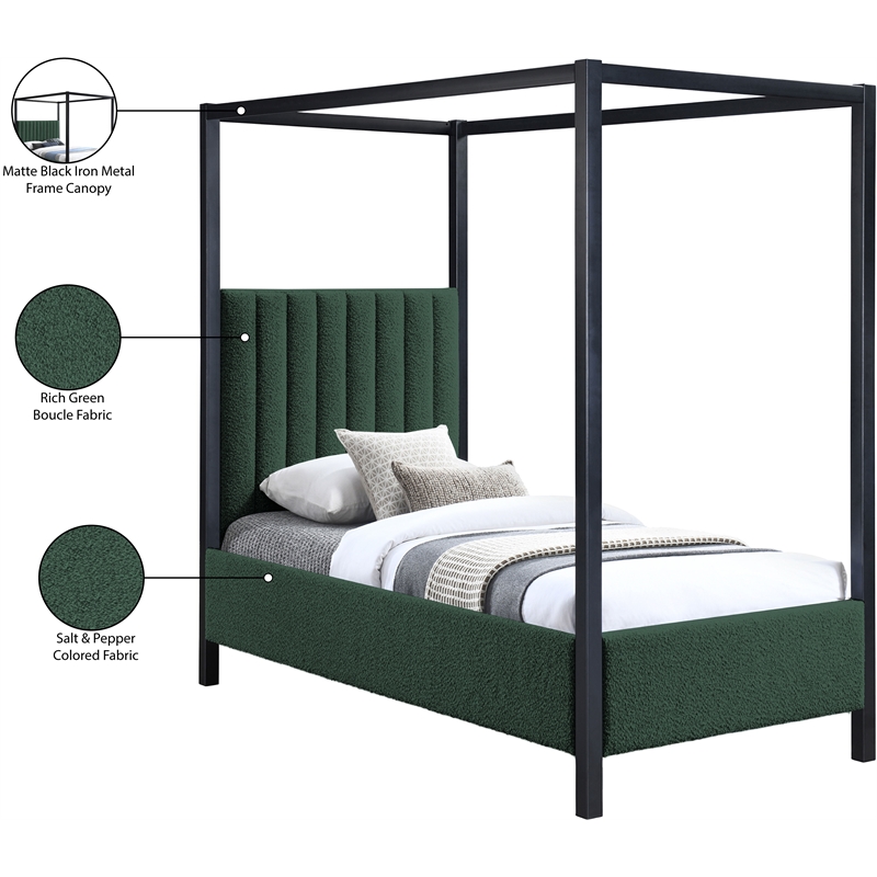 Meridian Furniture Kelly Black Boucle Fabric Twin Bed