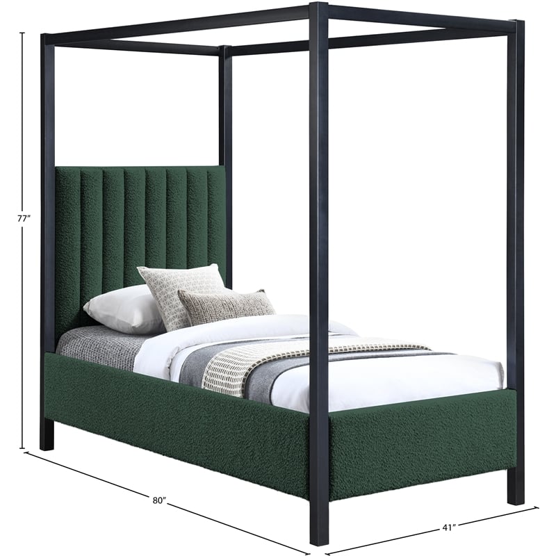 Meridian Furniture Kelly Black Boucle Fabric Twin Bed